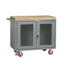 Little Giant 48" Wide Mobile Bench Cabinet MJP2D-2448-FL with Perforated Doors Butcher Block Top Little Giant 48" Wide Mobile Bench Cabinet MJP2D-2448-FL with Perforated Doors Butcher Block Top