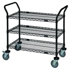Black Utility Cart (18x48) 3 shelves Black Utility Cart (18x48) 3 shelves